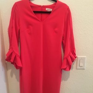 ❤️Calvin Klein 3/4 sleeve coral pink dress size: 6